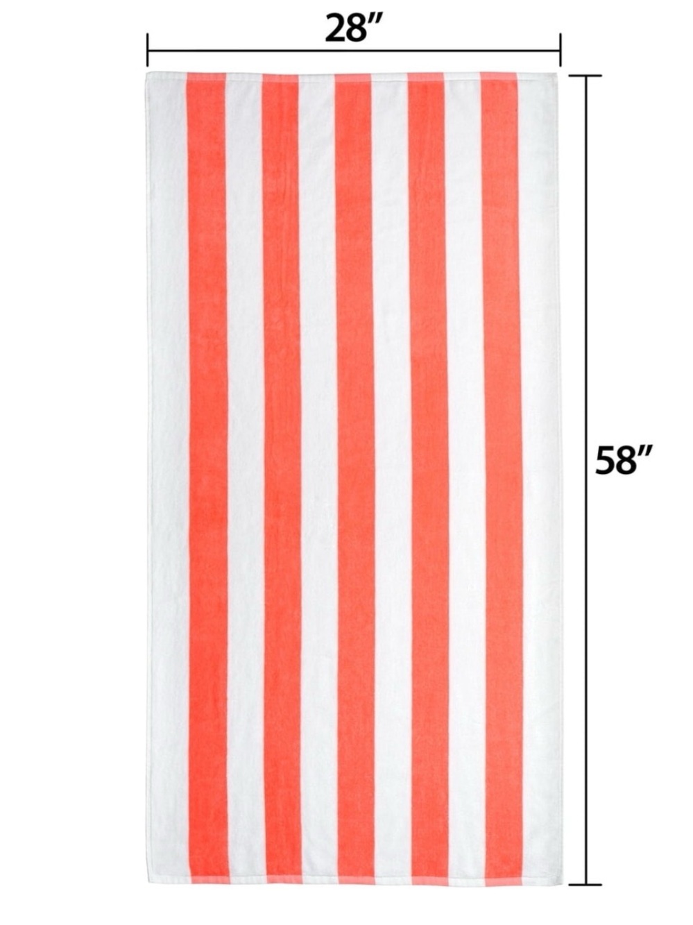 2-Mainstays Cabana Striped Cotton Beach Towel w/ Hanging Loop Coral/White 28x5